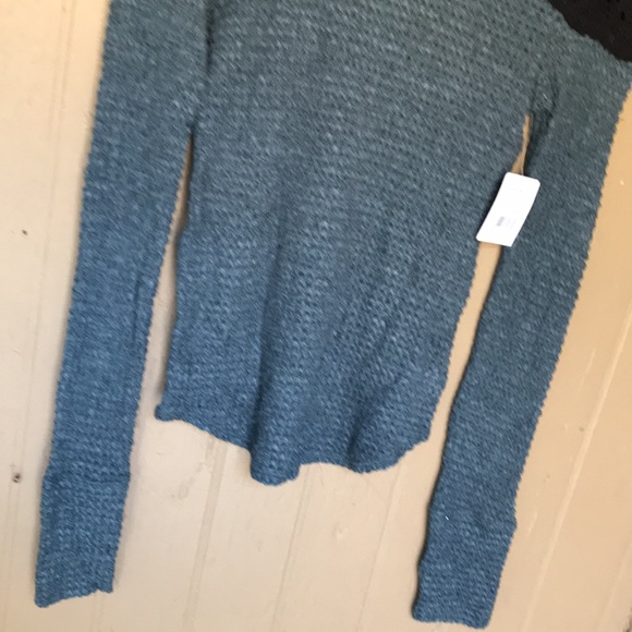 Free People snowflake colorblocked pointelled sweater inTeal Ocean Combo - Picture 4 of 10